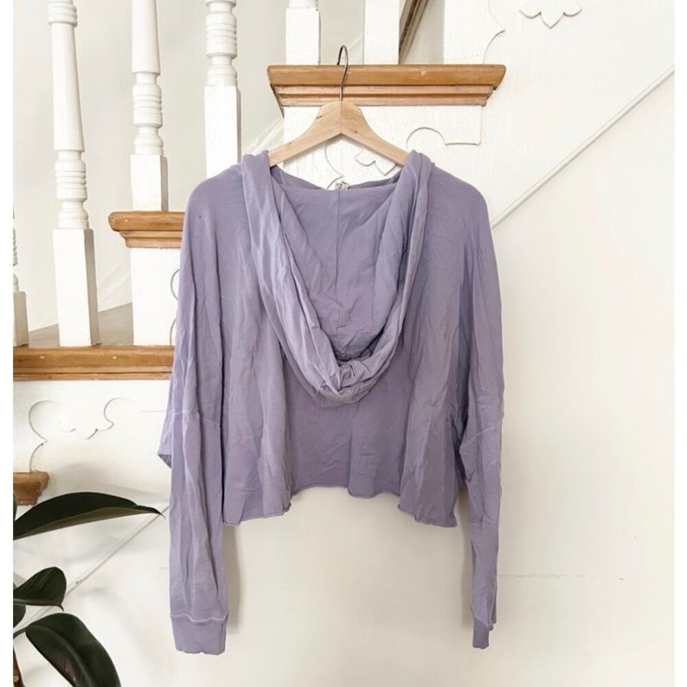 Intimately Free People Cropped Hoodie Lavender Cotton Stretch Pullover Size M - Picture 3 of 4